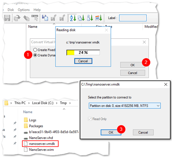Converting a VHD file to VMDK format using WinImage